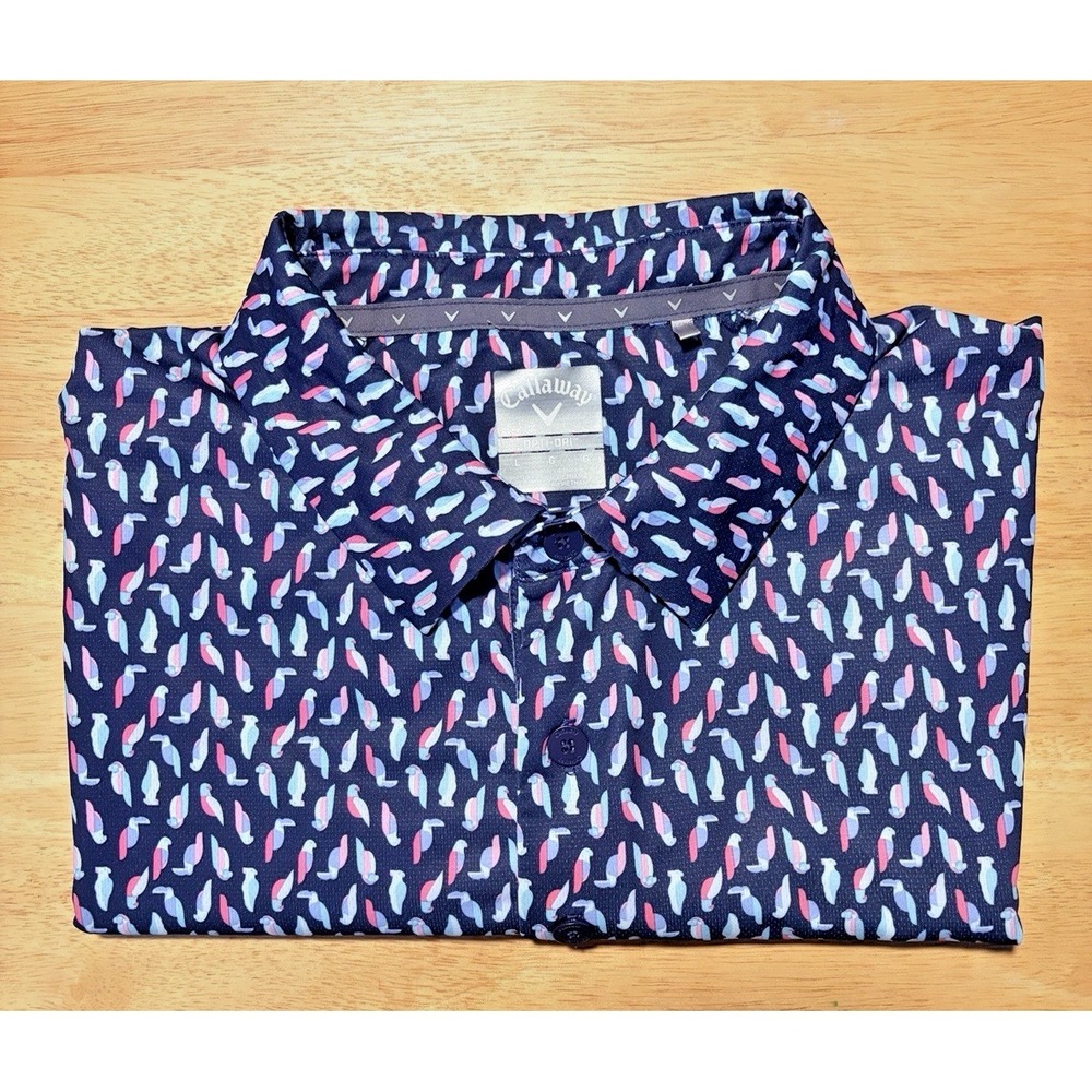 Callaway Opti-Dri Golf Polo Shirt - Bird Print - Men's L